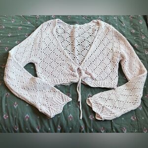 Women’s Blue rain X Francesca’s lilac crop cardigan sweater size large